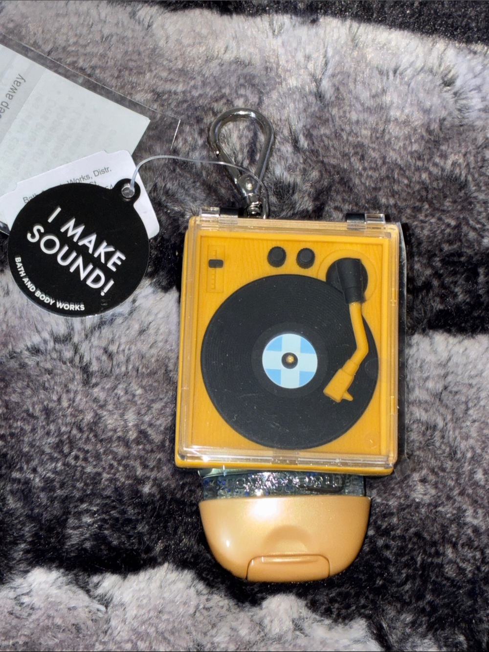 Musical Record player keychain sanitizer holder